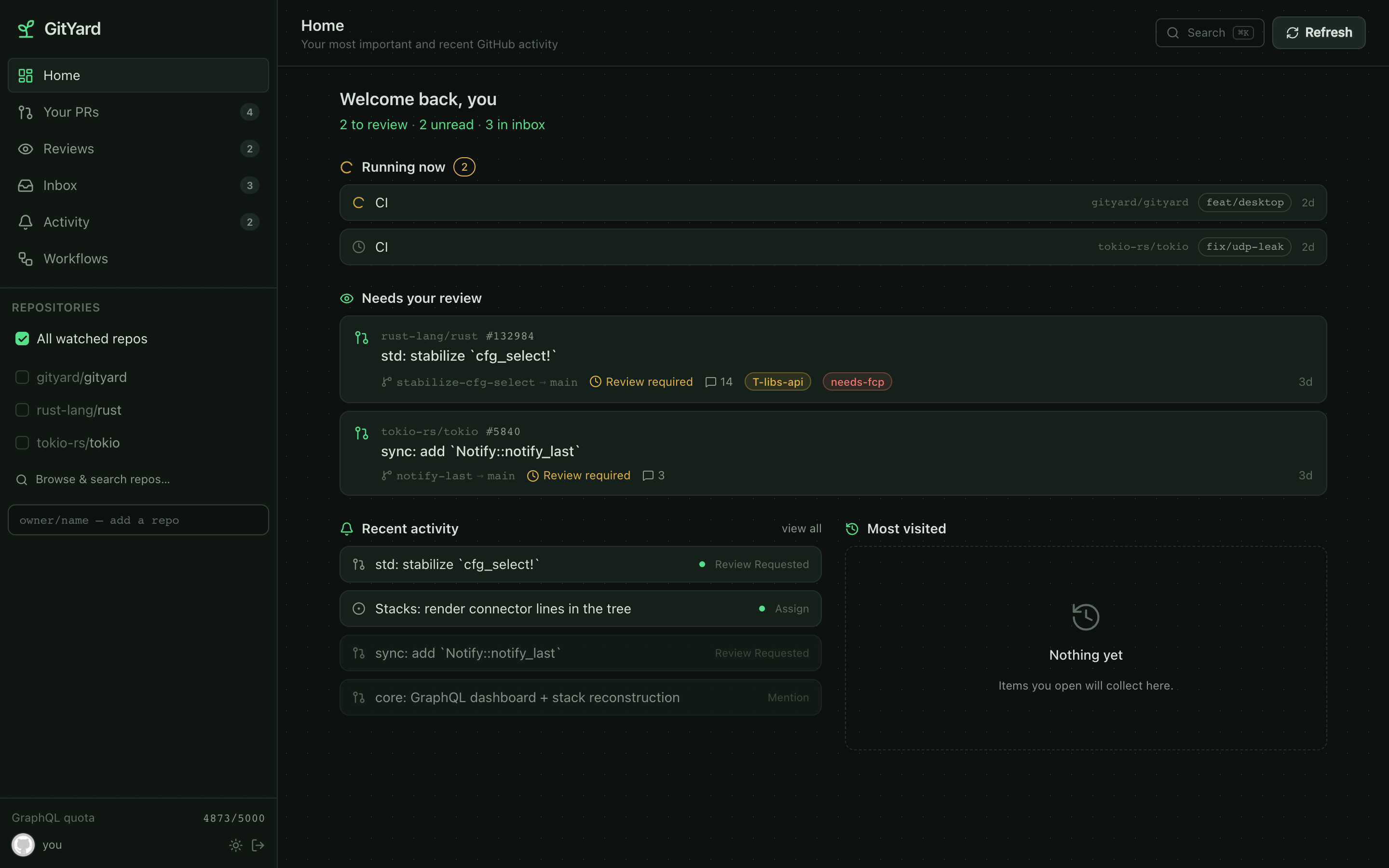 GitYard dashboard